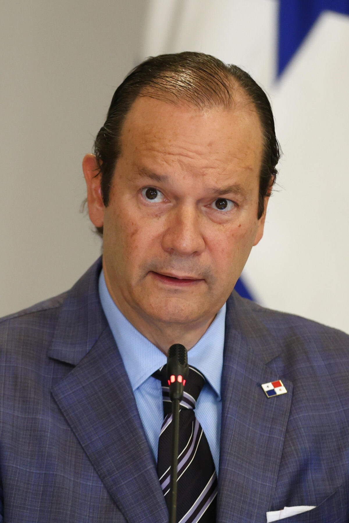 El canciller de Panamá, Javier Martínez-Acha, habla durante una rueda de prensa este miércoles, en Ciudad de Panamá (Panamá). EFE/ Carlos Lemos