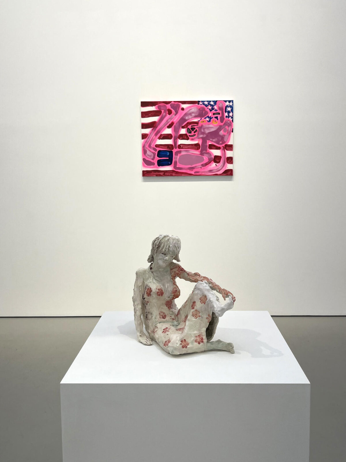 Fotografía del 26 de junio de 2026 que muestra la obra'Floral Halter Dress' (2024) de la artista Cynthia Lahti en la exposición'In Solidarity', en Nueva York (Estados Unidos). EFE/Nora Quintanilla