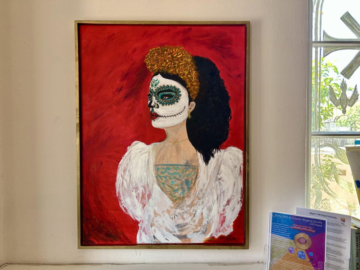 Fotografía del 17 de julio de 2026 que muestra la obra'La Llorona' pintada por Tita Flores, directora del programa de arte'La Ristra', en Tucson, Arizona (EE.UU.). El arte se ha convertido en un refugio para familias migrantes que viven con el temor constante de ser deportadas en Arizona, donde el programa'La Ristra' lleva clases de pintura hasta sus hogares para ofrecerles un respiro frente a las políticas migratorias de la Administración del presidente Donald Trump. EFE/María León